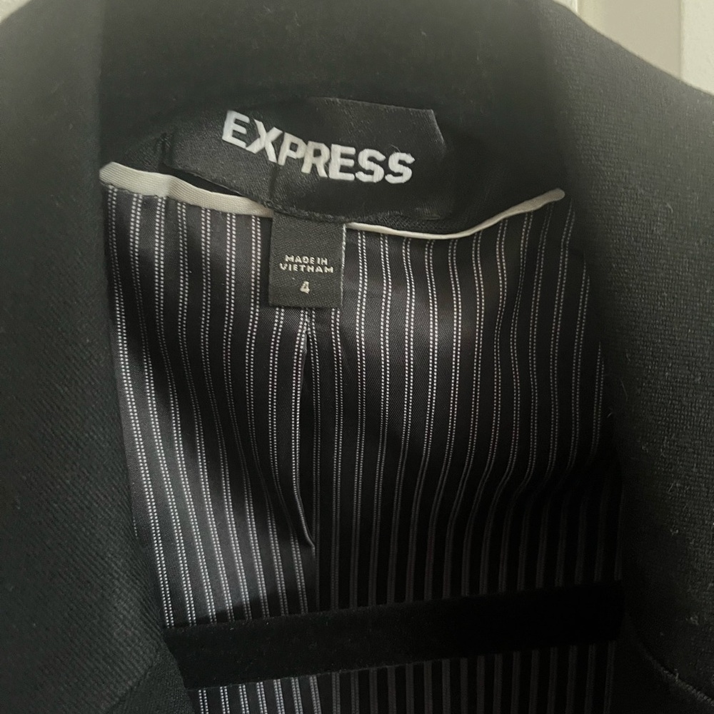 Express Black Blazer with Striped Lining - Picture 2 of 3